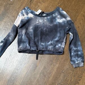 HYFVE Navy Tie-Dye Cropped Pullover